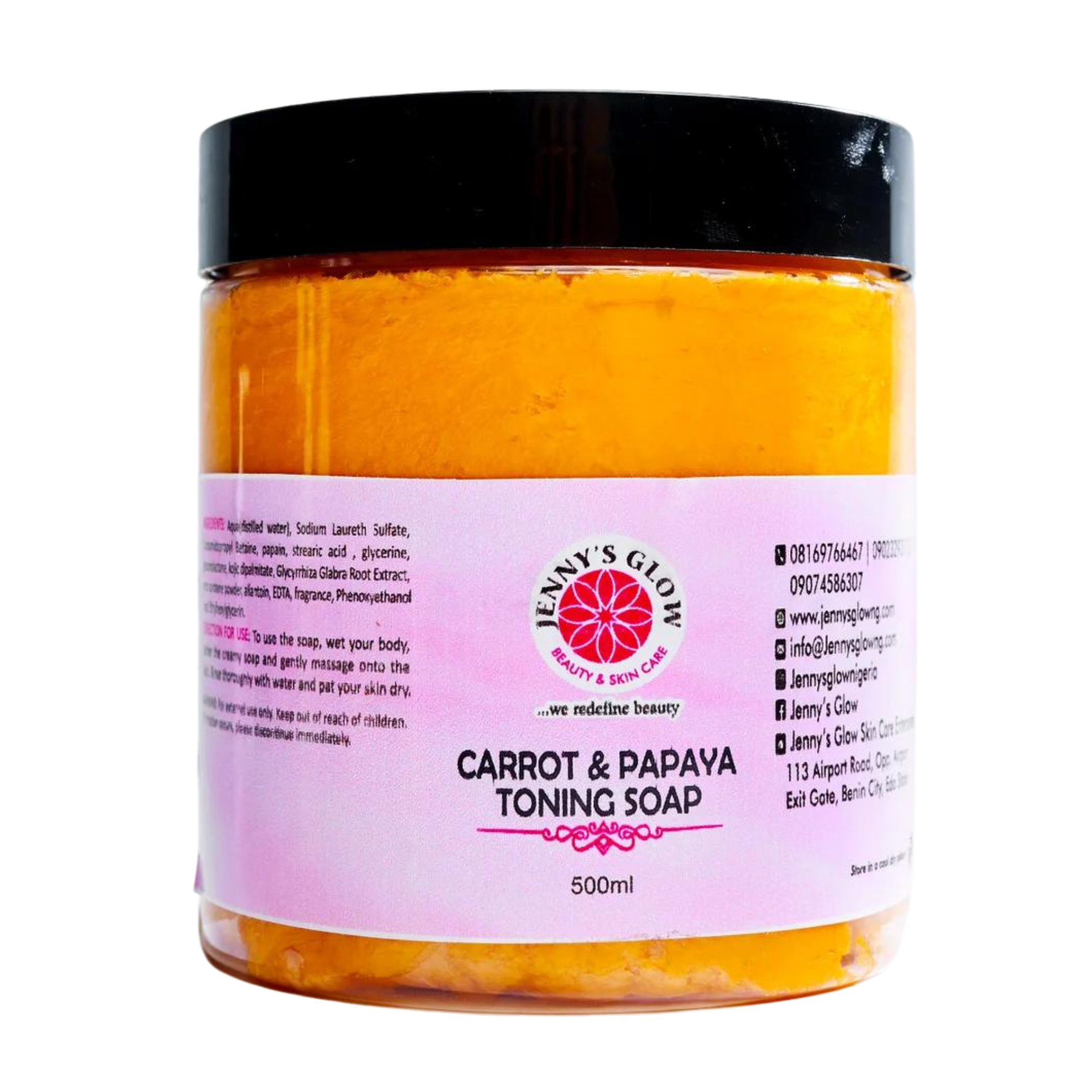 JennysGlow - Carrot and Papaya Toning Soap (500ml)